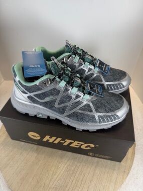 Hi-Tec Mauna Hiker WP Women’s 10 Waterproof Hiking Trail Shoes Gray Green NIB